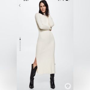 Mango Perkins-neck Ribbed Dress